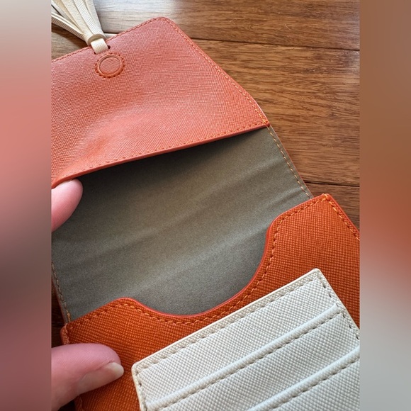 K. Carroll 7.5" Orange and White Fashionable Crossbody Handbag Tassel Travel - Picture 8 of 8